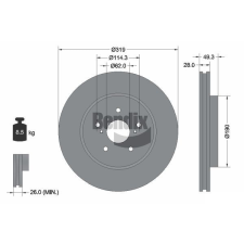BENDIX Braking féktárcsa BENDIX Braking BDS1752 féktárcsa