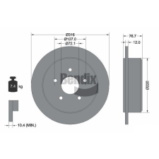 BENDIX Braking féktárcsa BENDIX Braking BDS1793 autóalkatrész