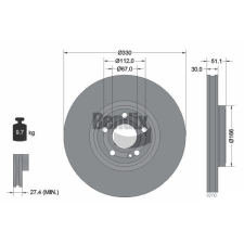 BENDIX Braking féktárcsa BENDIX Braking BDS1927HC autóalkatrész