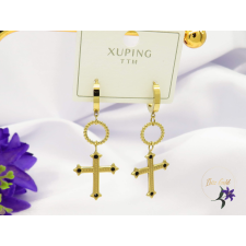  Beni nemesacél kereszt medálos fülbevaló-14K fülbevaló