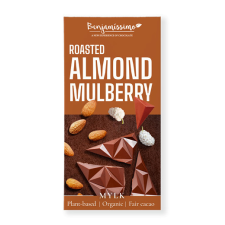 Benjamissimio Benjamissimio bio vegán kókuszos csokoládé pörkölt mandulával, fehér eperrel 60 g reform élelmiszer