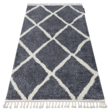 Berber Szőnyeg BERBER CROSS B5950 szürke / fehér Rojt shaggy 120x170 cm lakástextília