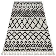 Berber Szőnyeg BERBER SAFI N9040 fehér / fekete Rojt shaggy 140x190 cm lakástextília