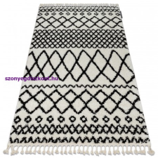 Berber Szőnyeg BERBER SAFI N9040 fehér / fekete Rojt shaggy 200x290 cm lakástextília
