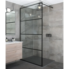  Bergen Walk-in .||. Black zuhanyfal 50, 200cm, 6mm, NANO kád, zuhanykabin