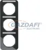 Berker 10132125 3-as keret, függőleges, feliratozható, Berker R.1, fényes fekete; 222,7mm x 80,7mm