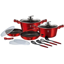 BERLINGER HAUS Burgundia Metallic Line márvány felülettel 13 darab edény