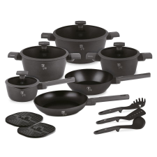 BERLINGER HAUS Edénykészlet 15 részes titán bevonat Anthracite Collection BH/8141NN edény