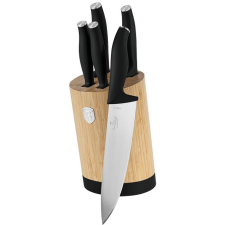 Berlingerhaus Matte Black Collection BAMBOO Késkészlet kerek tartóval, 6 db (5999108484087) kés és bárd
