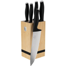 Berlingerhaus Matte Black Collection BAMBOO Késkészlet szögletes tartóval, 6 db (5999108478536) kés és bárd