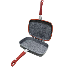Berni Group -Sanity Stone dupla grillserpenyő, 32x24x7,5 cm, alumínium, szürke edény