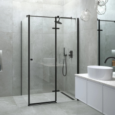 Besco Pixa black szögletes zuhanykabin 100x90x195 cm jobbos (PPP-109-195B) kád, zuhanykabin