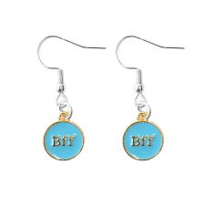  Best Friends Forever (Legjobb barátok örökké) kék fülbevaló, ezüst színű fülbevaló