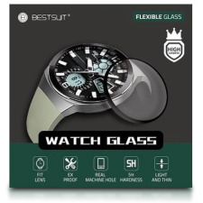 Bestsuit Apple Watch 6, 44mm okosóra üvegfólia, tempered glass, hibrid, flexibilis, edzett, 3D, fekete kerettel, Bestsuit okosóra kellék