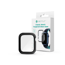 Bestsuit Classic Apple Watch 7/8 Tok + kijelzővédő - Fekete (41mm) okosóra kellék