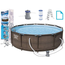 Bestway 366*100 cm Medence szett rattan borítással és fém vázzal medence