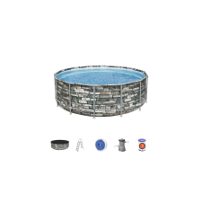 Bestway Curacao fémvázas medence szett 427 x 122 cm, kő hatású (FFA_042) medence