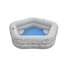 Bestway Felfújható kerti medence a család számára 213x206x53cm + Felfújható ülések + pohártartók medence