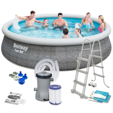 Bestway Marbella 457x107cm Puhafalú medence vízforgatóval, szűrőbetéttel, létrával (FFA045) - szürke medence