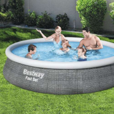 Bestway St Tropez rattan hatású, felfújható peremű medence szett 396 x 84 cm medence