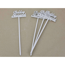 Beszúrós "Boldog névnapot" felirat fehér 29cm 4db/csomag dekorációs kellék