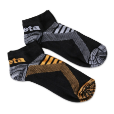 Beta 074310104, Két pár sneaker zokni szellőző betétekkel 1 fekete/narancs 1 pár fekete/szürke L