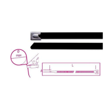 Beta BMSC6845 Önzáró rozsdamentes acél kábelkötegelő szalag fekete poliészter bevonatú barkácsolás, csiszolás, rögzítés