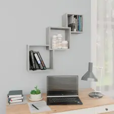  betonszürke kocka alakú szerelt fa fali polcok 68x15x68 cm bútor