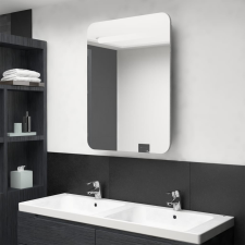 Betonszürke LED-es tükrös fürdőszobaszekrény 60 x 11 x 80 cm fürdőszoba bútor