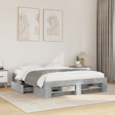betonszürke szerelt fa ágykeret 150 x 200 cm ágy és ágykellék