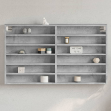 betonszürke szerelt fa vitrinszekrény 100 x 8,5 x 58 cm bútor