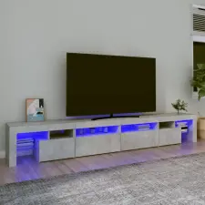  betonszürke TV-szekrény LED lámpákkal 260x36,5x40 cm bútor