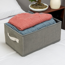 bewello Szürke szövet tárolódoboz – 38,5×24×16,5 cm praktikus rendszerező fedéllel bútor