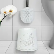 bewello WC kefe + tartó - pillangós - 49 x 13 x 13 cm - fehér takarító és háztartási eszköz