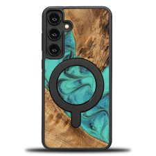 Bewood Turquoise MagSafe-kompatibilis tok Samsung Galaxy S24 Plus - barna-kék tok és táska