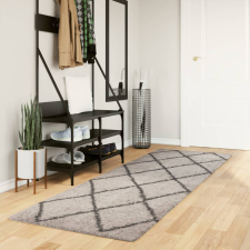  Bézs és antracit hosszú szálú bozontos modern szőnyeg 80x250 cm lakástextília