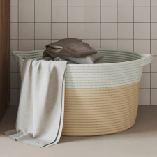  bézs és fehér pamut tárolókosár Ø40 x 25 cm bútor