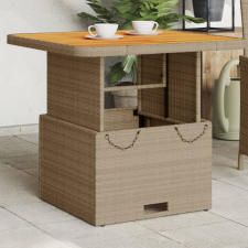 bézs polyrattan és akácfa kerti asztal 80 x 80 x 71 cm kerti bútor