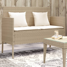  bézs polyrattan kerti pad párnákkal kerti bútor