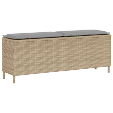 bézs polyrattan kerti pad párnával 110x30x40,5 cm kerti bútor