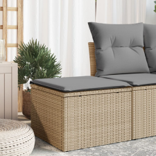 Bézs polyrattan kerti szék párnával 55 x 55 x 37 cm kerti bútor