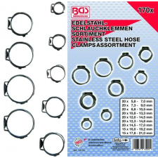 BGS 170 részes rozsdamentes acél csőbilincs készlet (BGS 14115) barkácsolás, csiszolás, rögzítés