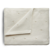 Bibs&amp;Mushie Mushie kötött takaró - Csipkés krémfehér babaágynemű, babapléd