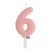 Big Party 6-os számos gyertya babarózsaszín 7 cm-es