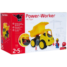 BIG Power-Worker Billenőplatós teherautó figurával - Sárga autópálya és játékautó