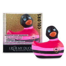 Big Teaze Toys My Duckie Colors 2.0 - csíkos kacsa vízálló csiklóvibrátor (fekete-pink) vibrátorok