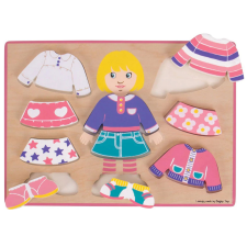 Bigjigs fa puzzle kislány öltöztetős 10 db puzzle, kirakós