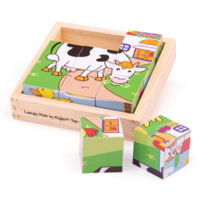 Bigjigs fa puzzle kockák állatok puzzle, kirakós