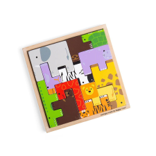 Bigjigs fa puzzle kockák vadállatokkal puzzle, kirakós