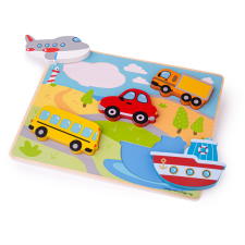 Bigjigs fa puzzle Szállító járművek 5 db puzzle, kirakós
